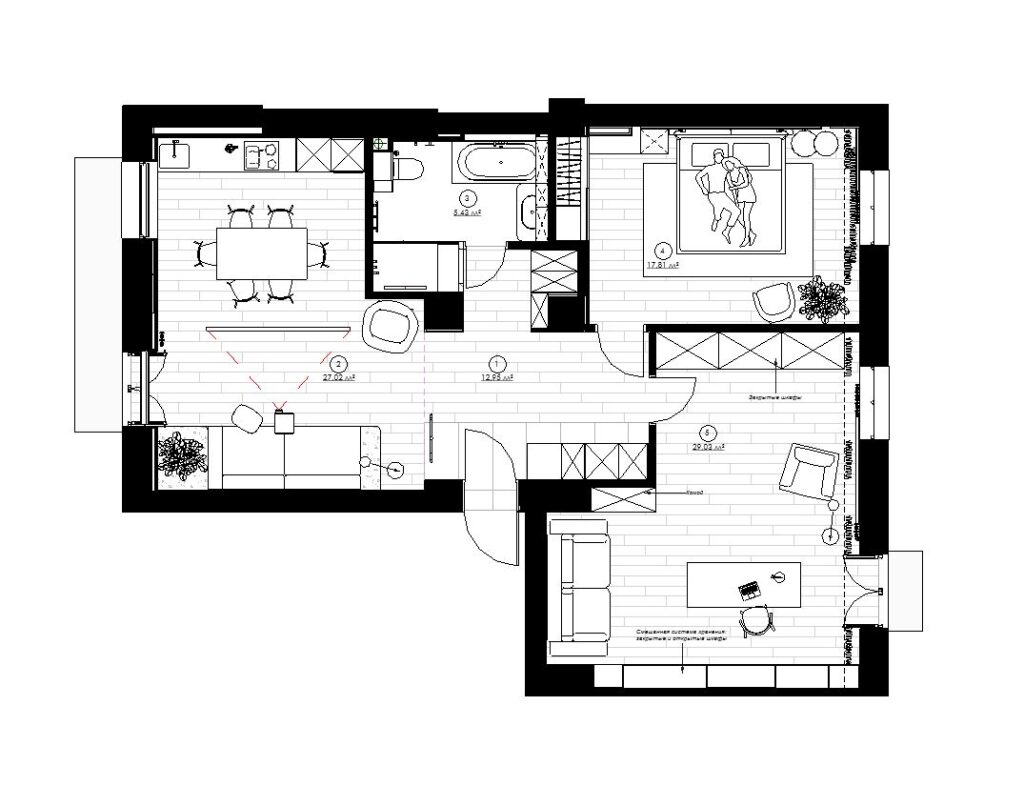 Plan " after" with furniture